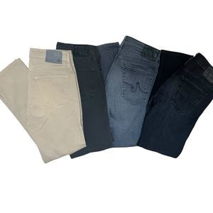 4 AG Everett Slim Straight Jeans Bundle | Men's 32x30 | Gray & Khaki | Stretch D